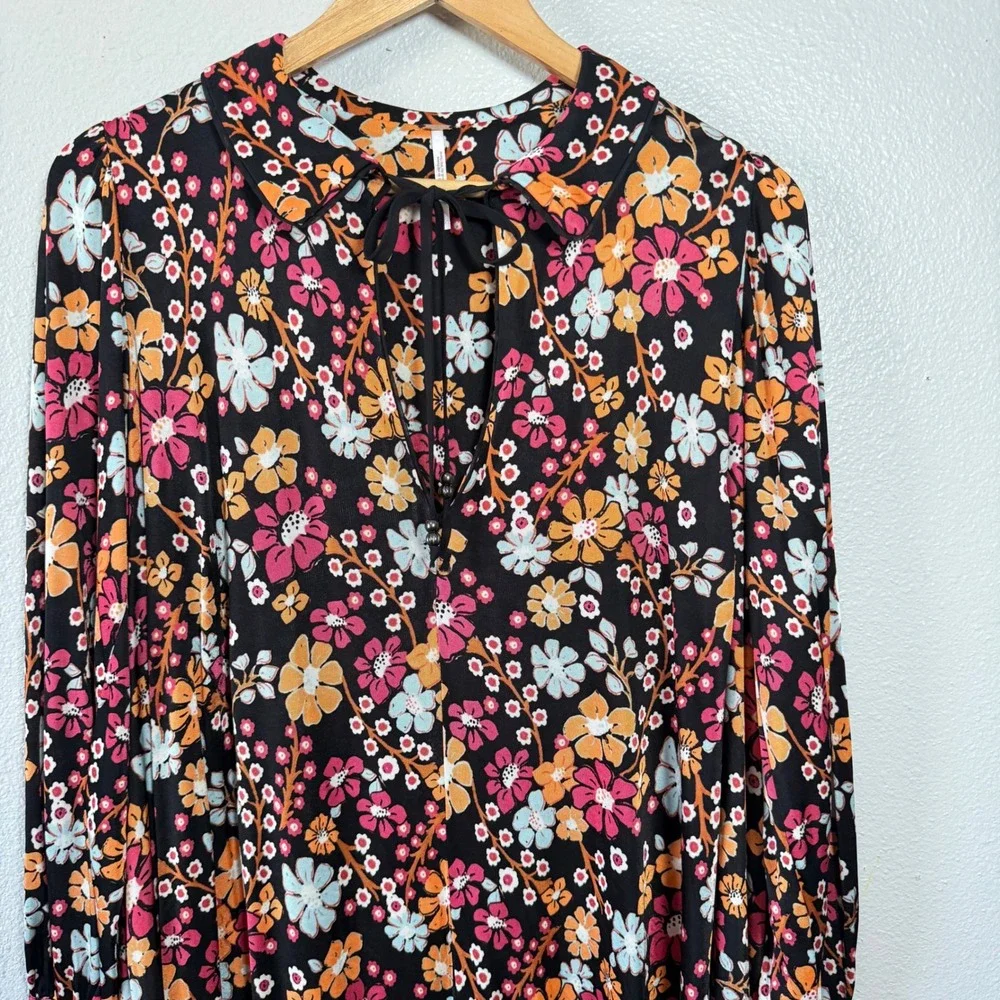 Free People Daisy Jane‎ Mini Dress Dark Floral Combo Size Small